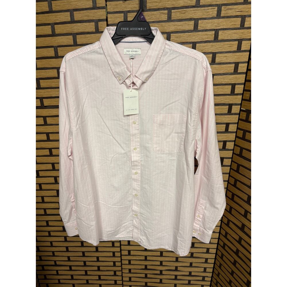 Free Assembly Pink And White Stripe Button‎ Down Shirt Size 2X